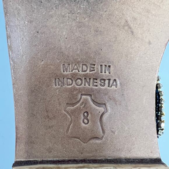 Trina Turk Rhinestone Leather Sandals Women's 8 Black Strap Beach Resortwear - Picture 11 of 11